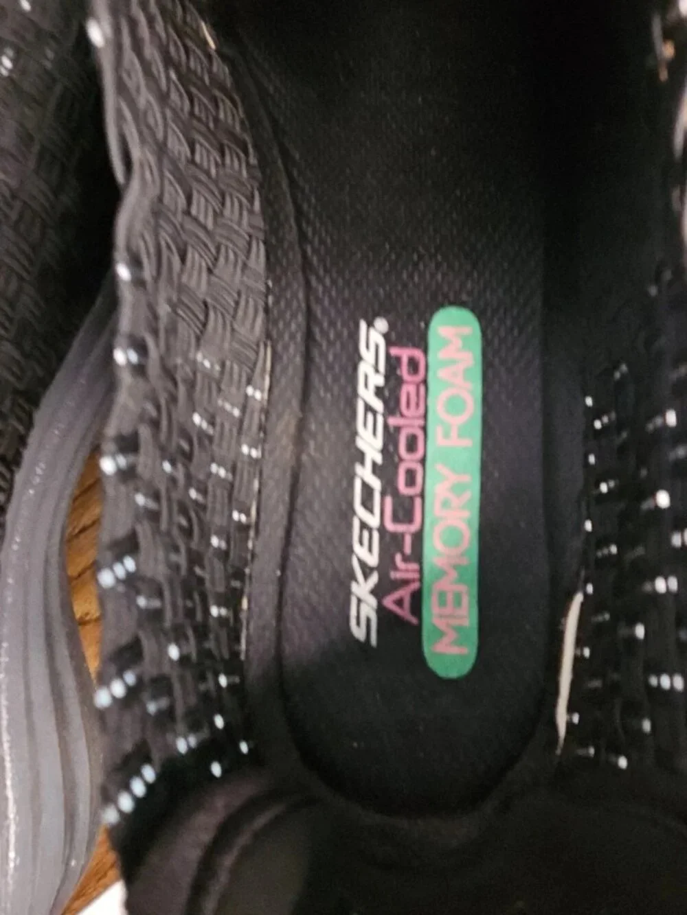 Skechers women's Canvas slip on sneakers air cooled memory foam black size 9
